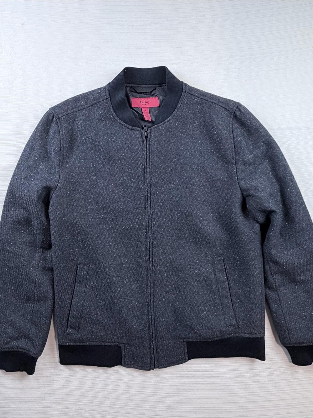 Alfani Men's Charcoal Heather Bomber Jacket - Zip Front